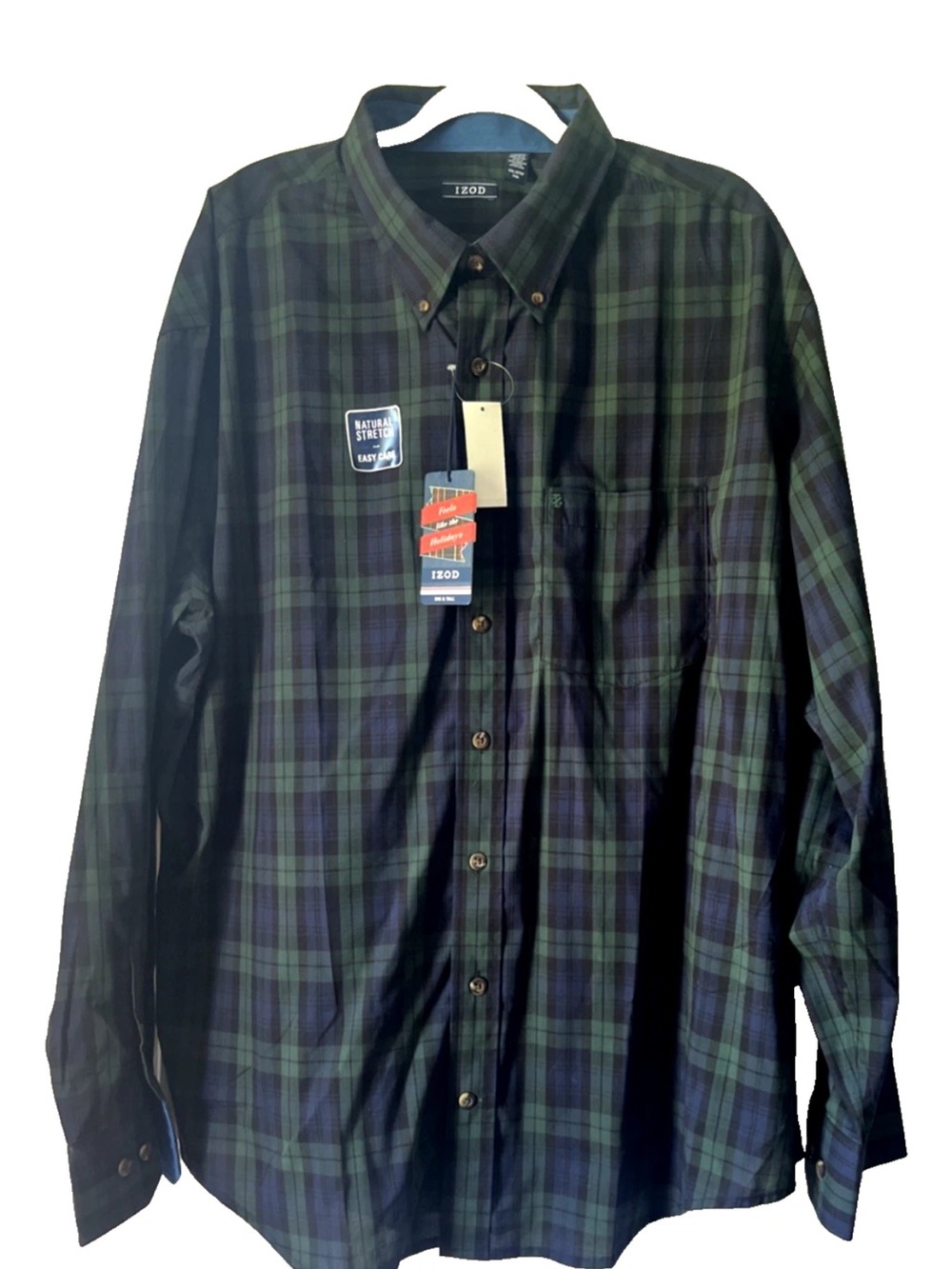 Izod Green & Navy Plaid Button-Down Shirt